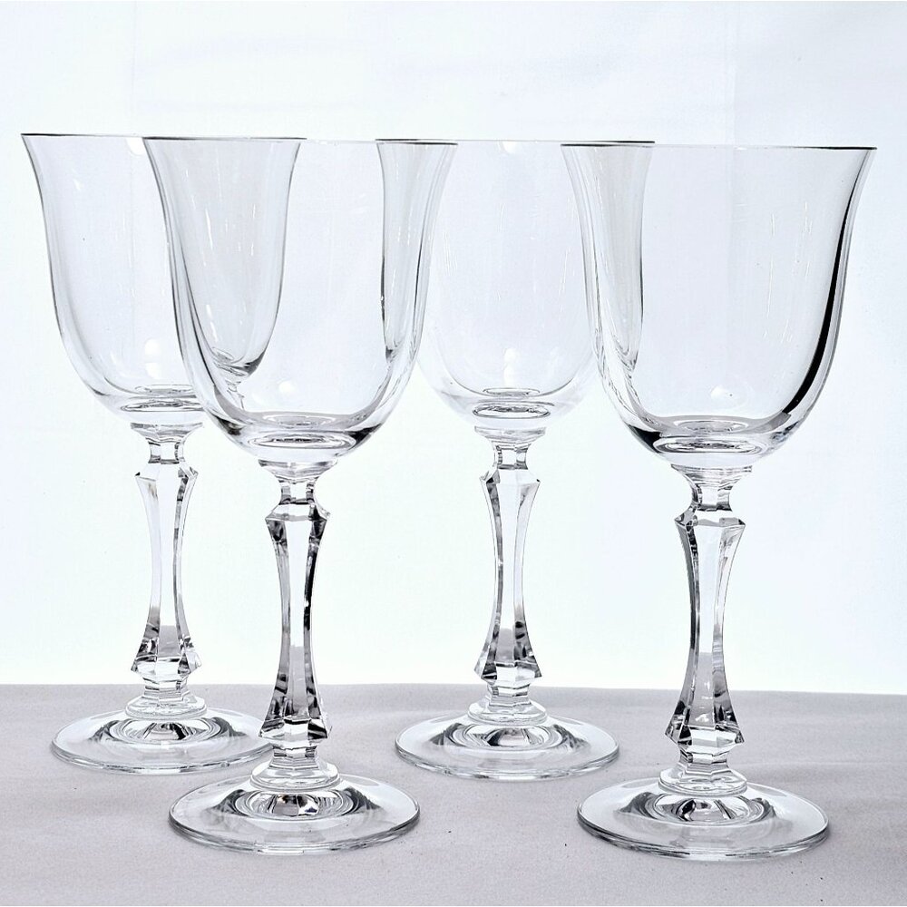 Towle Kirkland Wine Glasses 8" set/4 cut stem crystal minimalist elegant toastin